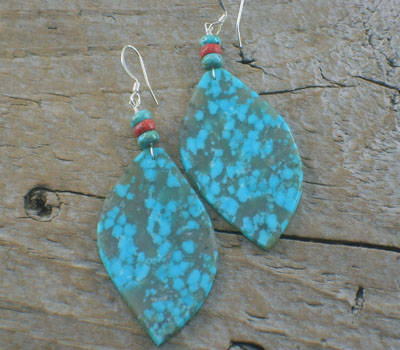 Turquoise Earrings Native American Slab Earrings Blue